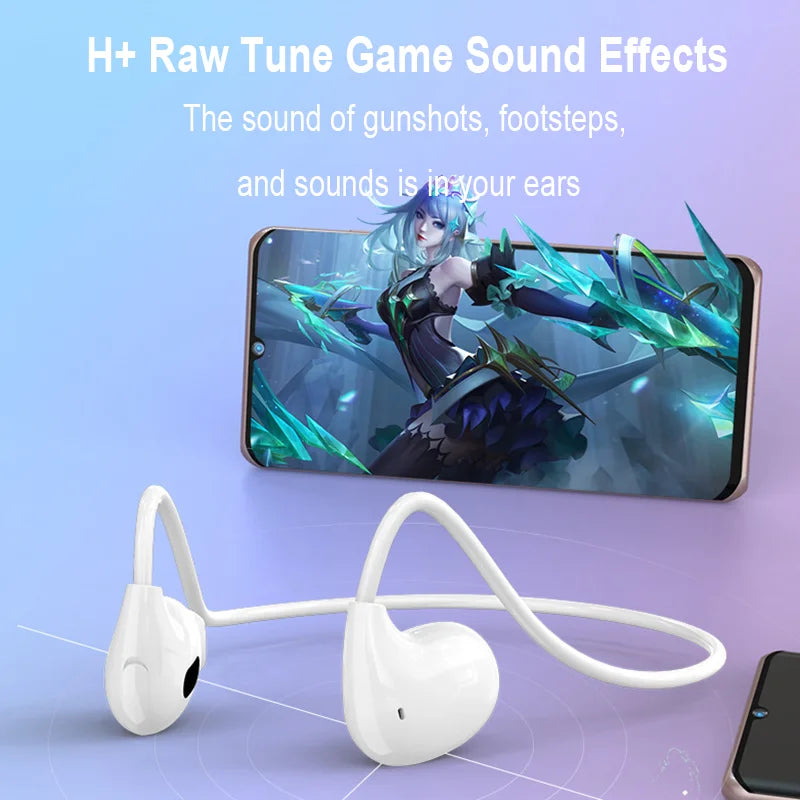 Wireless Headphones Bluetooth 5.3 Headphones Air-Conduction Waterproof Headset Stereo Over-Ear Sports Earphones Earbuds with Mic