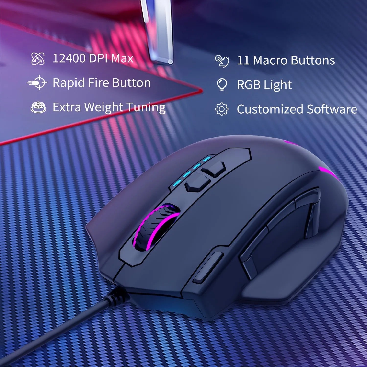 E-YOOSO X-41PRO Wired Mouse Large Gaming Mouse RGB Backlit 11 Programmable Side Buttons Support for Computer PC Laptop Mac