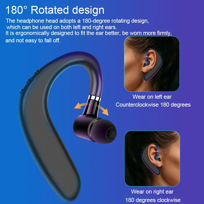 S109 Bluetooth Headphone TWS Wireless Ear Hook Earphone HiFi Stereo HD-Calling Noise Reduction Headset Earbuds Long Playing Time