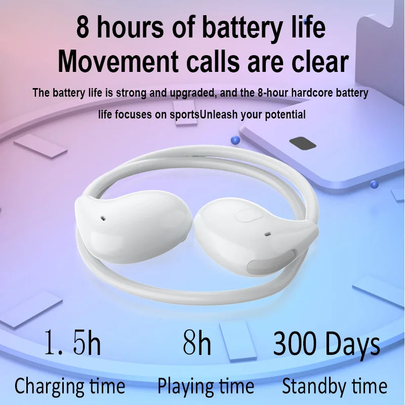 Wireless Headphones Bluetooth 5.3 Headphones Air-Conduction Waterproof Headset Stereo Over-Ear Sports Earphones Earbuds with Mic