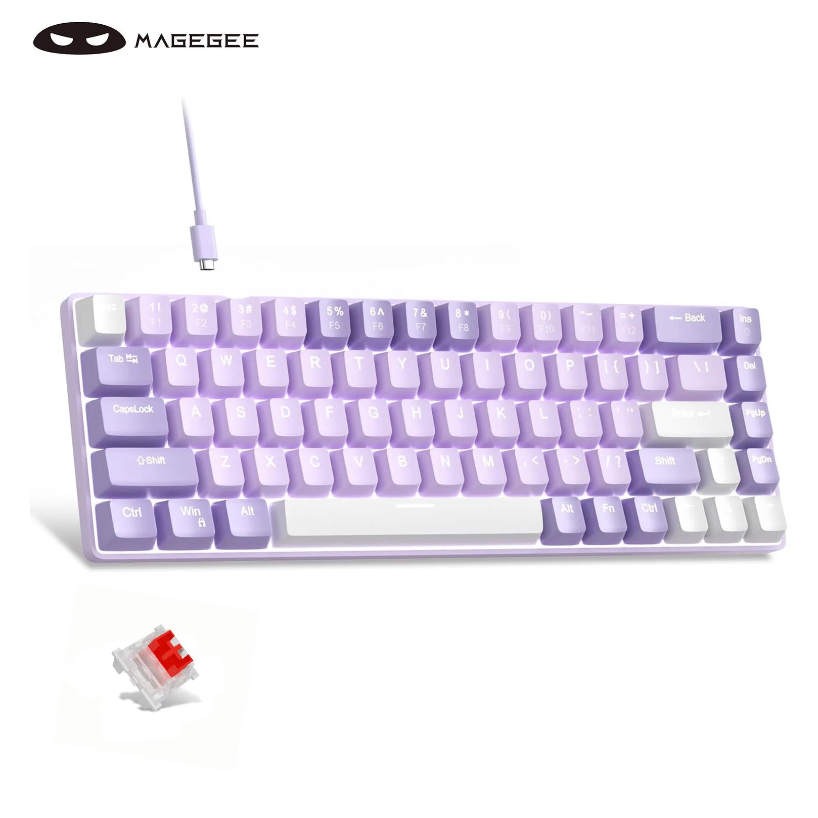 MageGee Portable 60% Mechanical Gaming Keyboard, MK-Box LED Backlit Compact 68 Keys Mini Wired Office Keyboard with Red Switch f