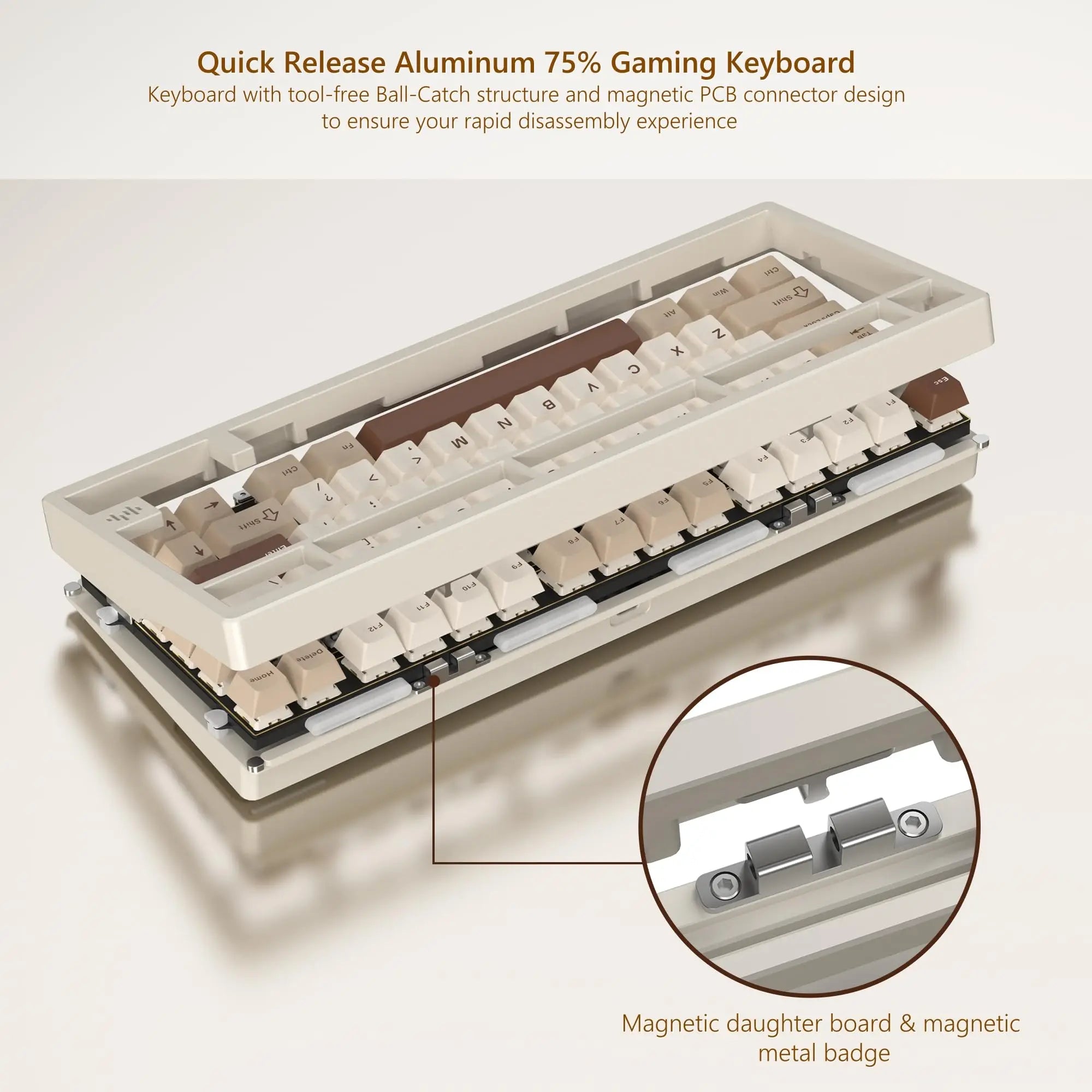 Womier RD75 Pro 75% Wireless Mechanical Keyboard Quick Release Aluminum Custom QMK/VIA Tri-Mode Hot Swappable Keyboard