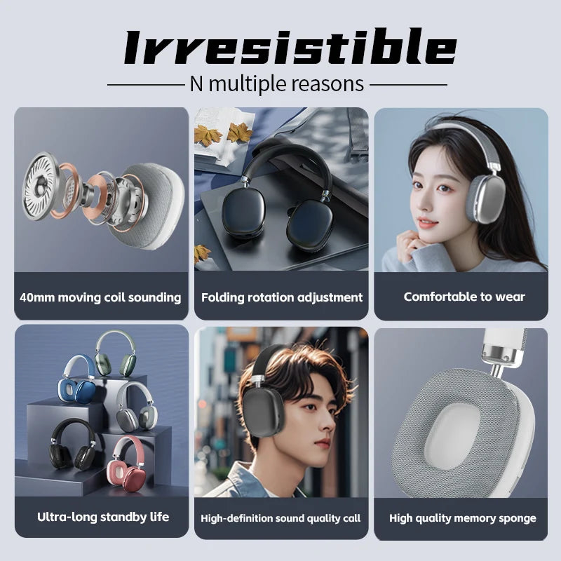 YYL P958 Pro Bluetooth Headphones Wireless Headsets HiFi Stereo Bluetooth Earphones Over-ear Earbuds HD-Mic EARPODS-Max Headsets