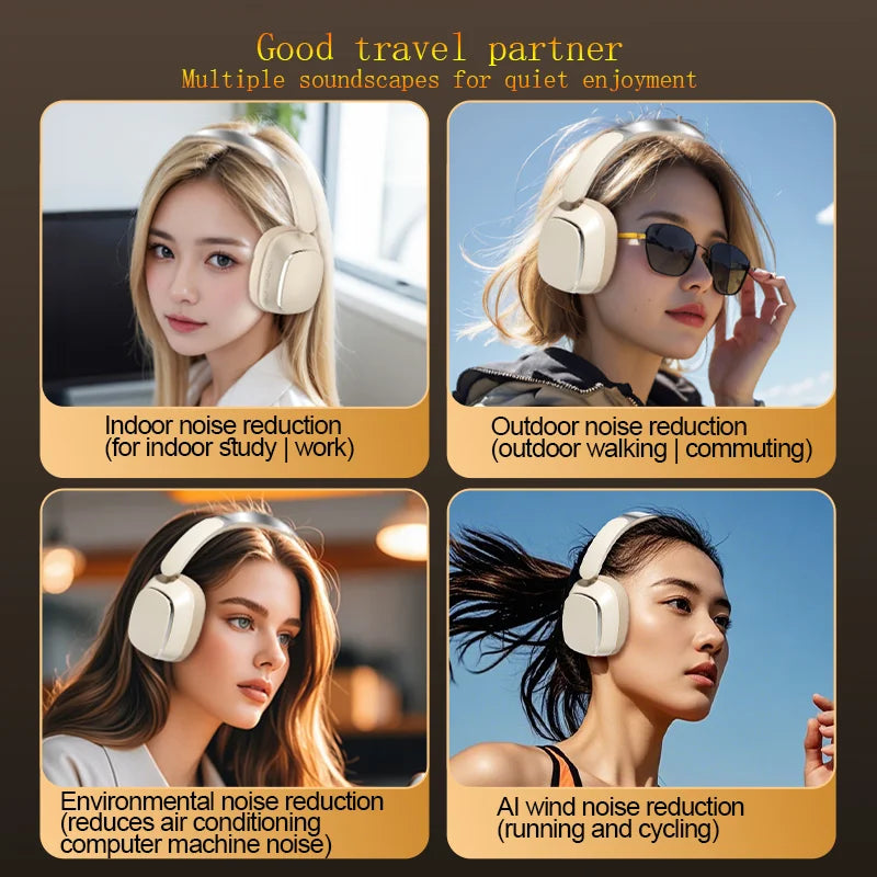Original ANC TD66 Bluetooth Headphone -48db Active Noise Cancelling Earphone 1000mAh 100H-Playing HiFi ANC-Max Wireless Headset