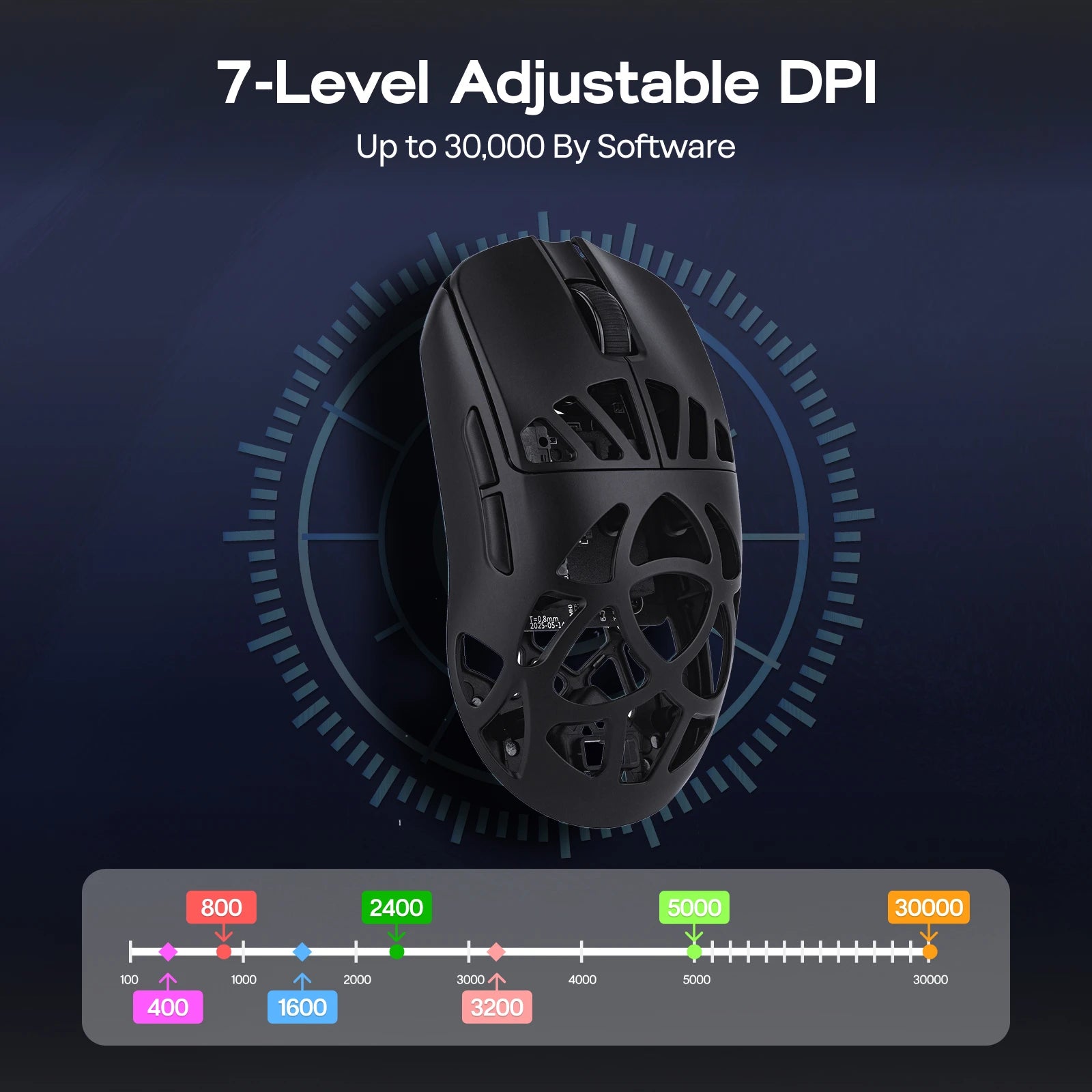 EPOMAKER Carbon X Wired/2.4G/BT Wireless Gaming Mouse 400 to 30,000 DPI Adjustable with PAW3950 Sensor for PC/Mac/Linux