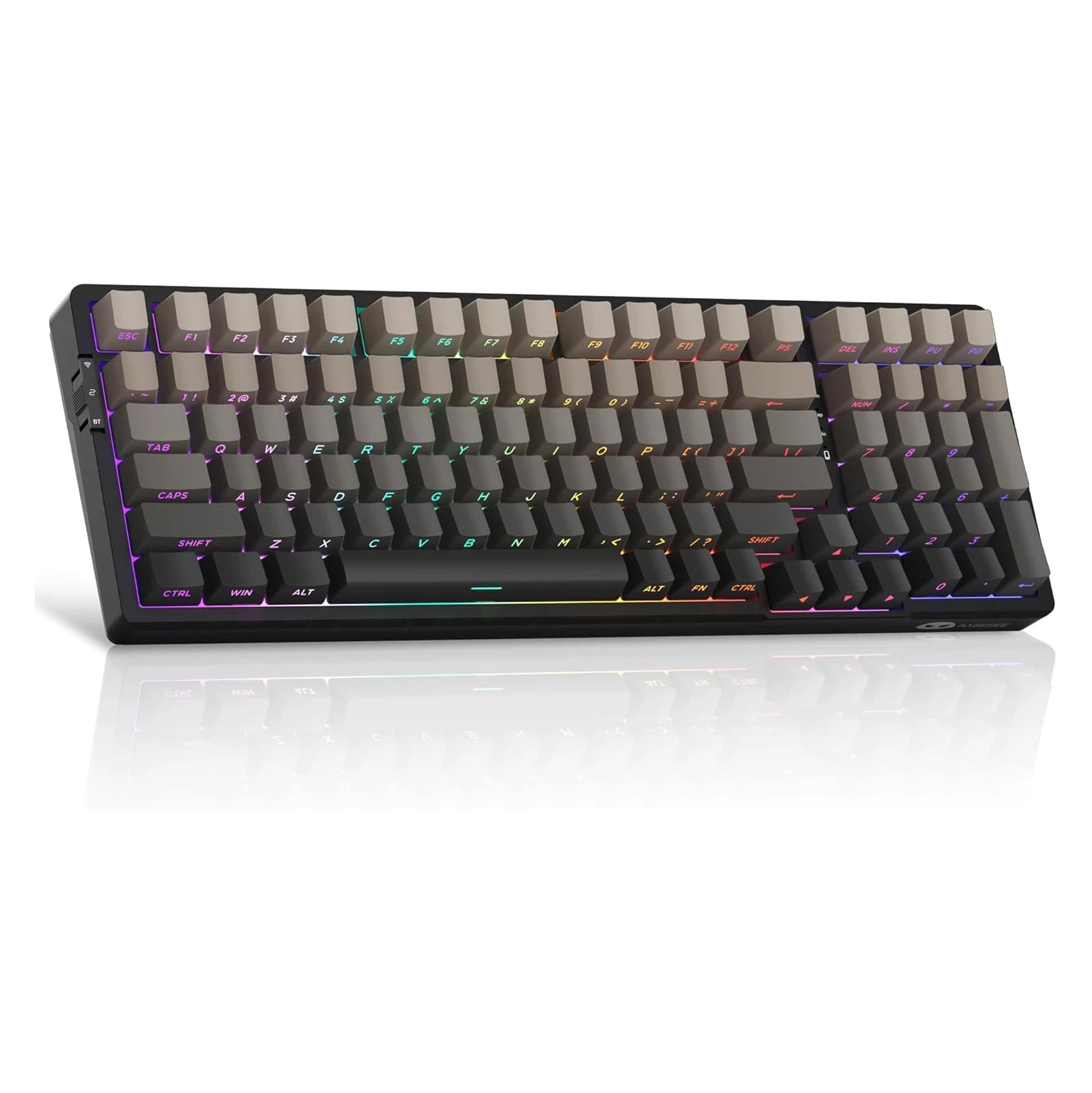MageGee LIGHT100 Wireless Creamy Keyboard, Gasket Structure Hot Swappable, Tri-Mode 2.4G/USB-C/BT5.0 RGB Backlit Mechanical Gami