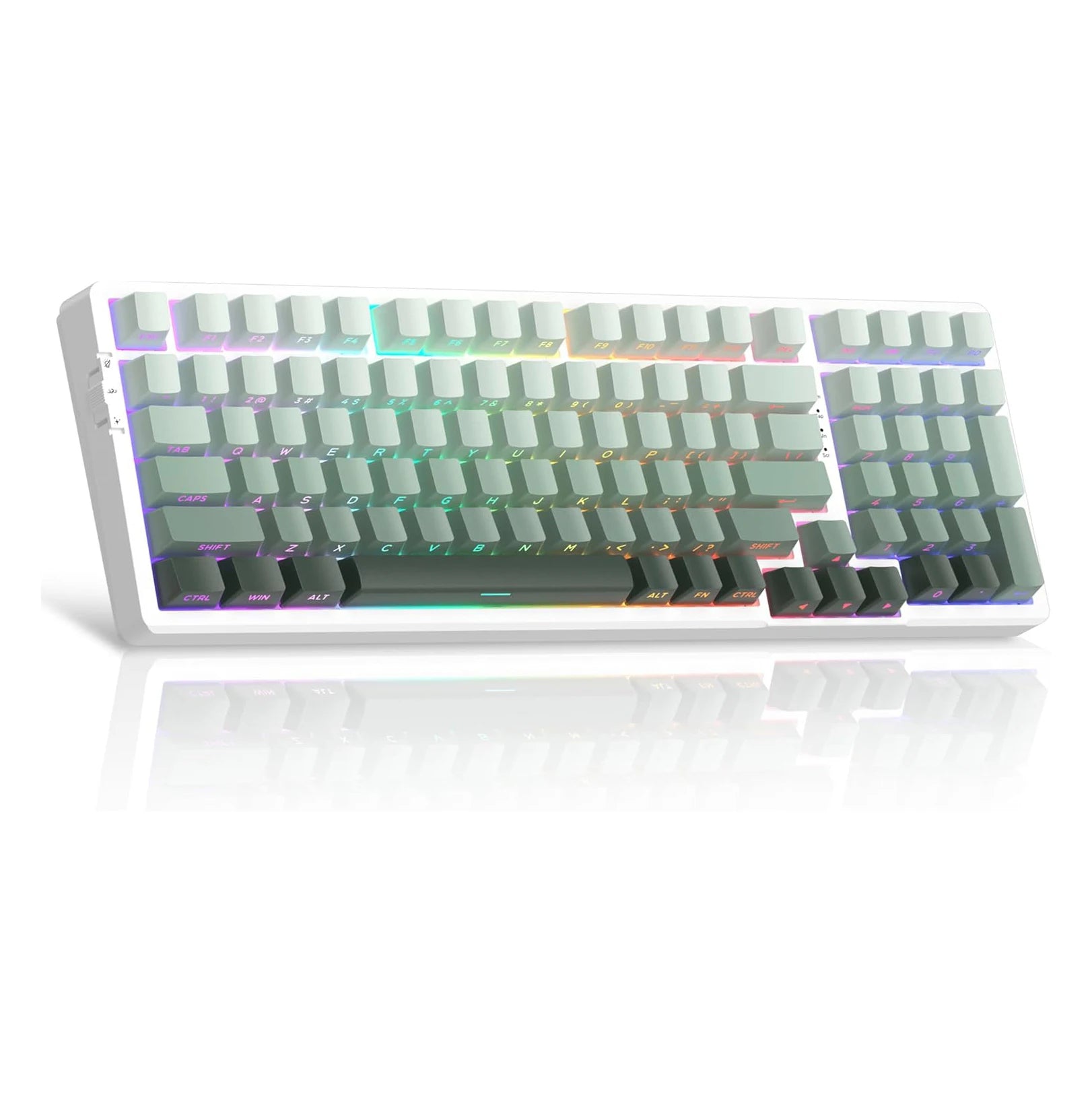 MageGee LIGHT100 Wireless Creamy Keyboard, Gasket Structure Hot Swappable, Tri-Mode 2.4G/USB-C/BT5.0 RGB Backlit Mechanical Gami
