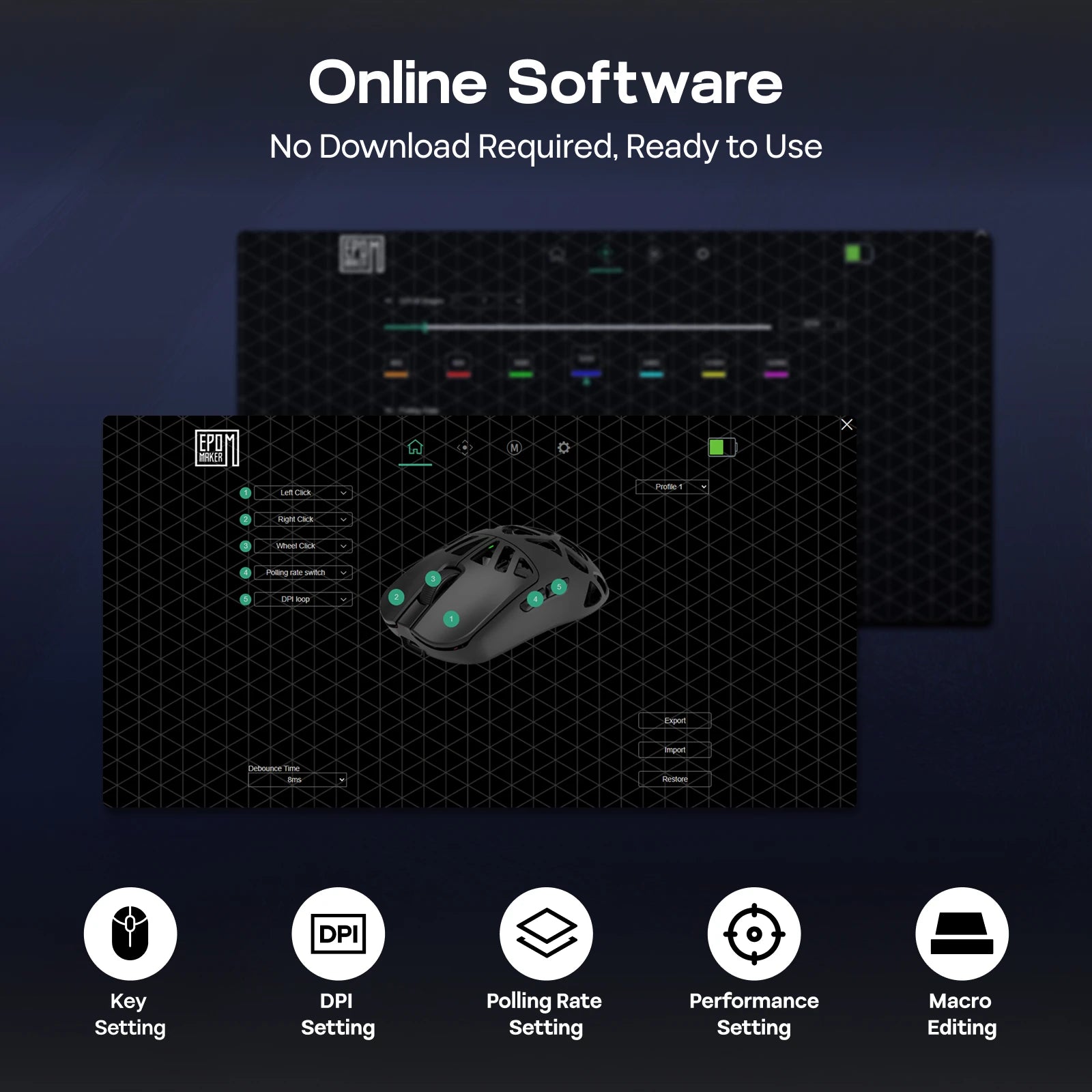 EPOMAKER Carbon X Wired/2.4G/BT Wireless Gaming Mouse 400 to 30,000 DPI Adjustable with PAW3950 Sensor for PC/Mac/Linux