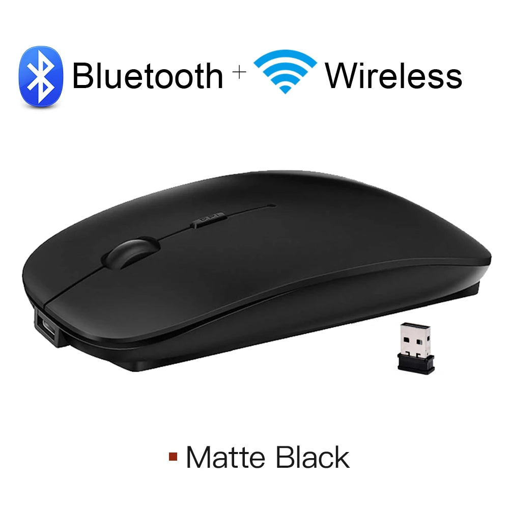 Wireless Bluetooth Mouse 2.4GHz Dual Modes RGB Rechargable Quiet Slim Wireless Mice Compatible For PC iPad Laptop PC Computer