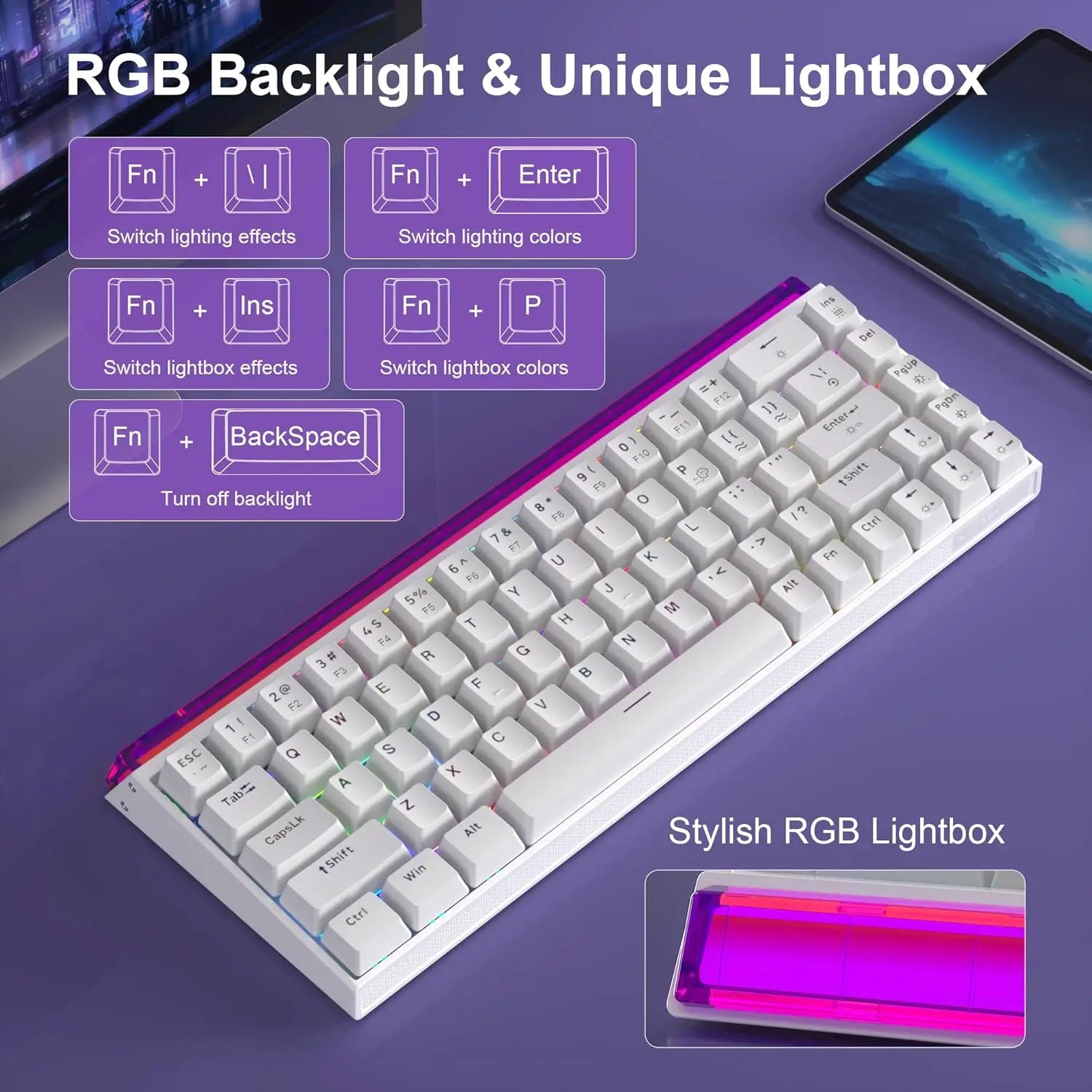 MageGee AIR68 Wireless Hall Effect Gaming Keyboard, 60% RGB Magnetic Switch Keyboard with Rapid Trigger, Adjustable Actuation