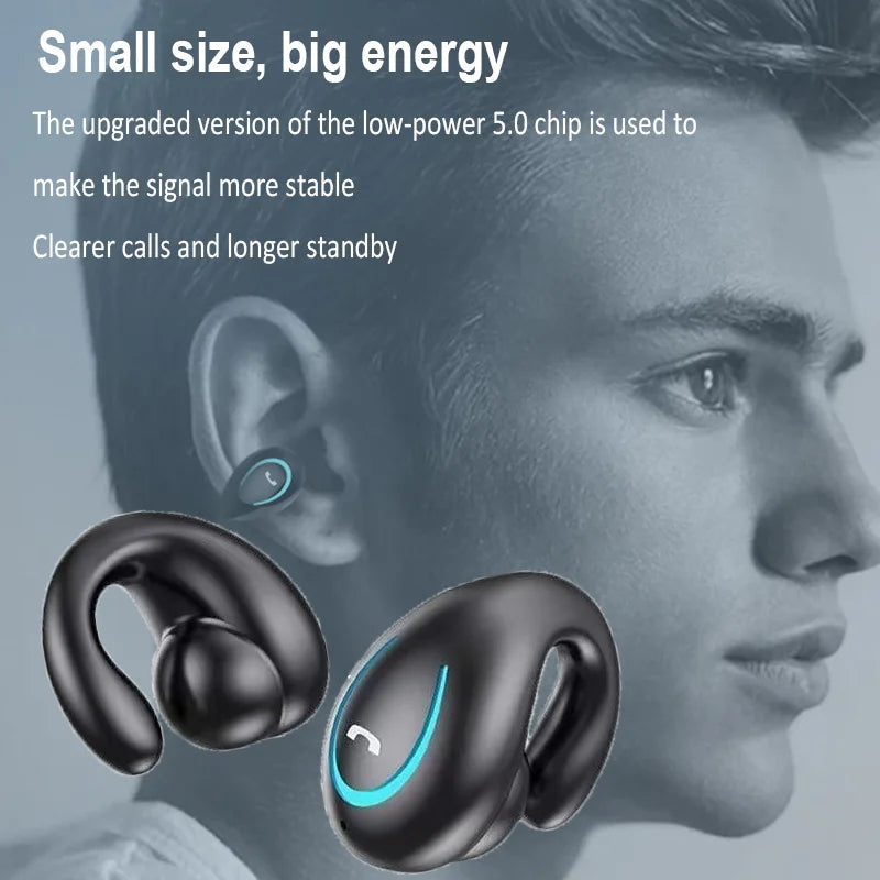 Bluetooth Headsets Wireless Headphones Air-conduction With Microphone Handsfree Clip-on-ear Earphones For Driving Work Audifonos