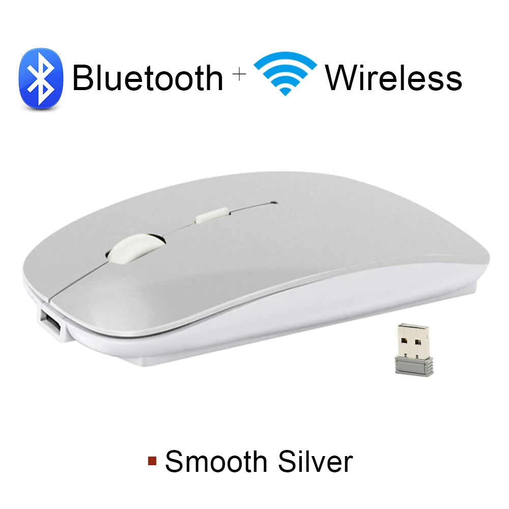 Wireless Bluetooth Mouse 2.4GHz Dual Modes RGB Rechargable Quiet Slim Wireless Mice Compatible For PC iPad Laptop PC Computer