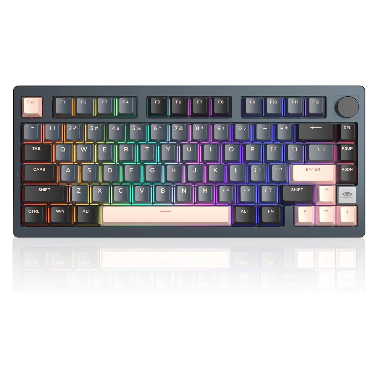 MageGee LIGHT75 Wireless Creamy Keyboard, Tri-Mode Bluetooth/2.4GHz/USB-C RGB Backlit, Gasket Hot Swappable Custom Gaming Keyboa