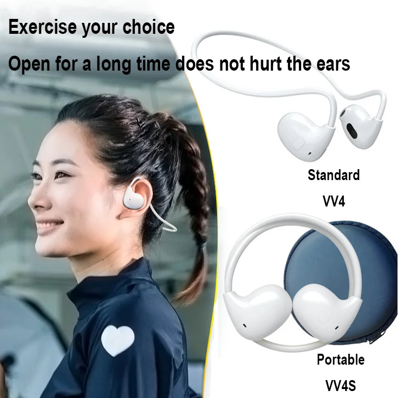 Wireless Headphones Bluetooth 5.3 Headphones Air-Conduction Waterproof Headset Stereo Over-Ear Sports Earphones Earbuds with Mic