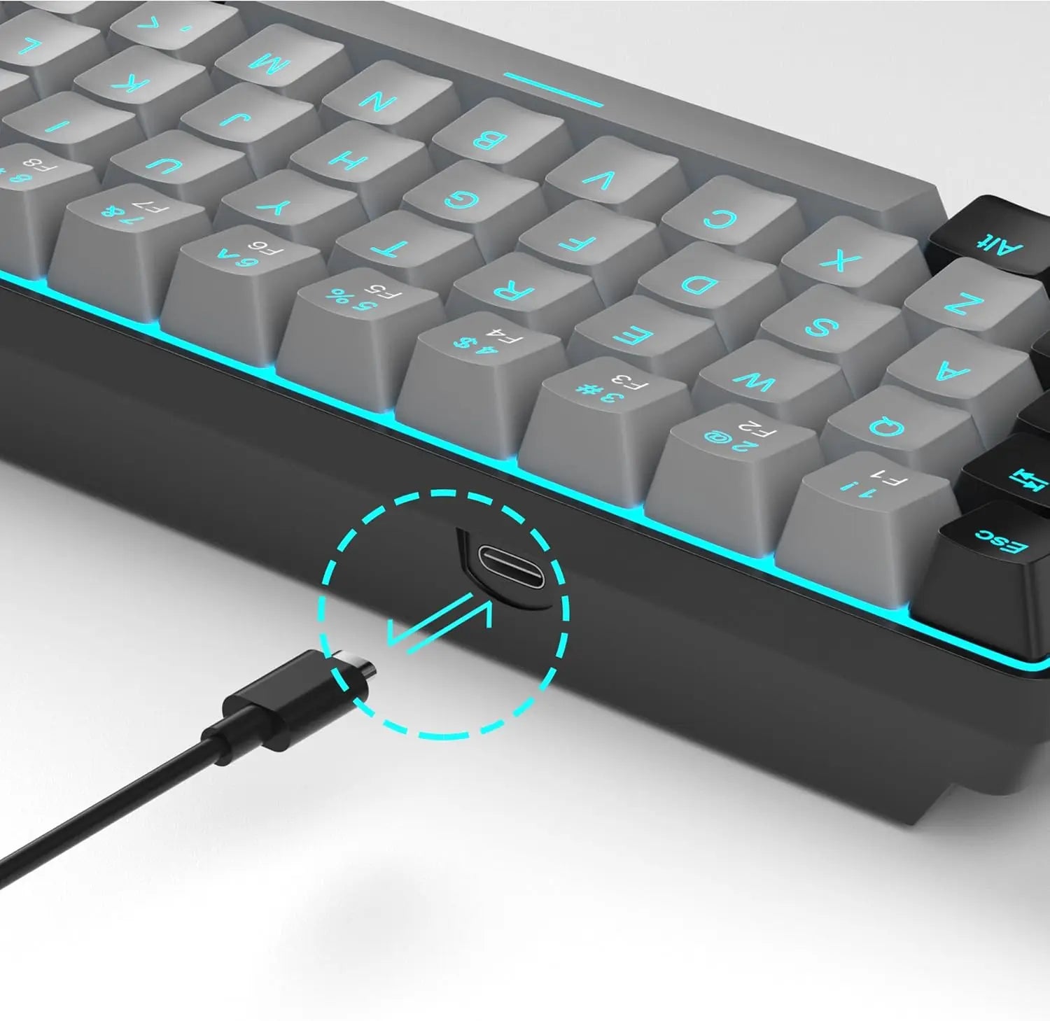 MageGee Portable 60% Mechanical Gaming Keyboard, MK-Box LED Backlit Compact 68 Keys Mini Wired Office Keyboard with Red Switch f