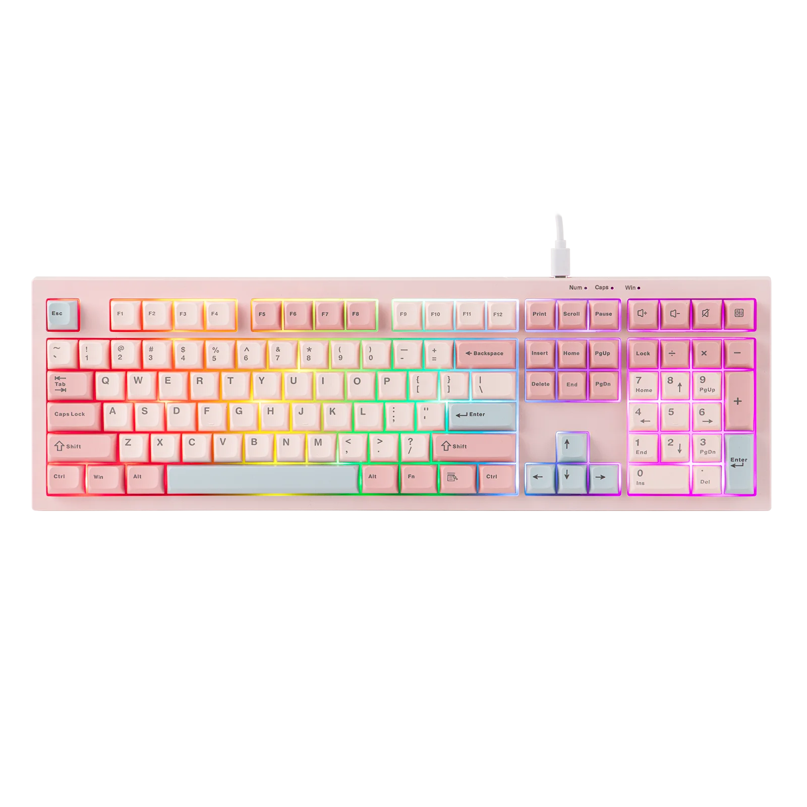 AULA S102 100% Full Size Layout Wired Only Membrane Gaming Silent Keyboard with Number Pad & RGB Backlight for PC/Game/Office