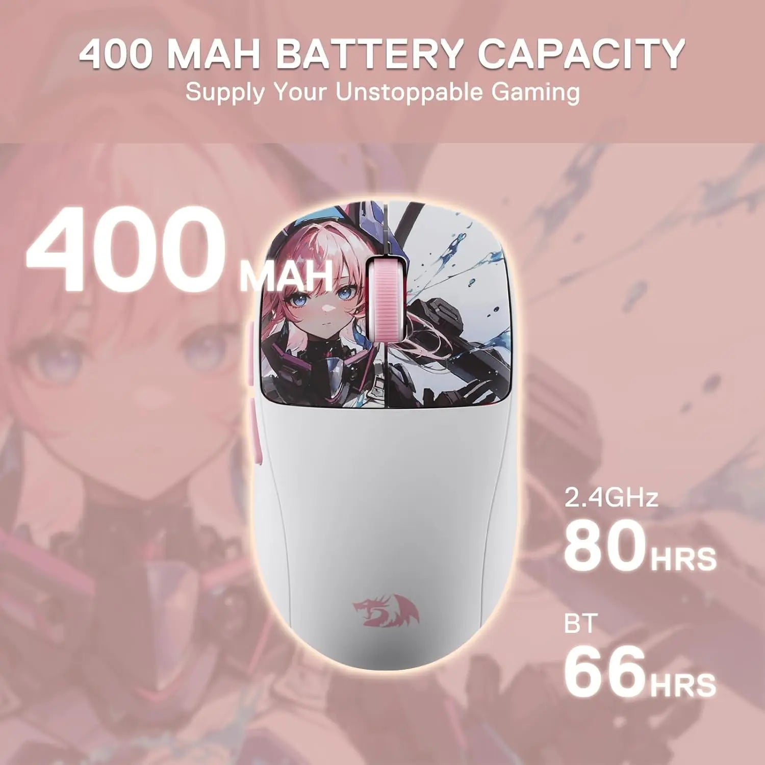 Redragon M817 PRO Wireless Gaming Mouse, 24000 DPI Optical 50G Mini Mice with 6 Programmable Buttons & Ergonomic Design